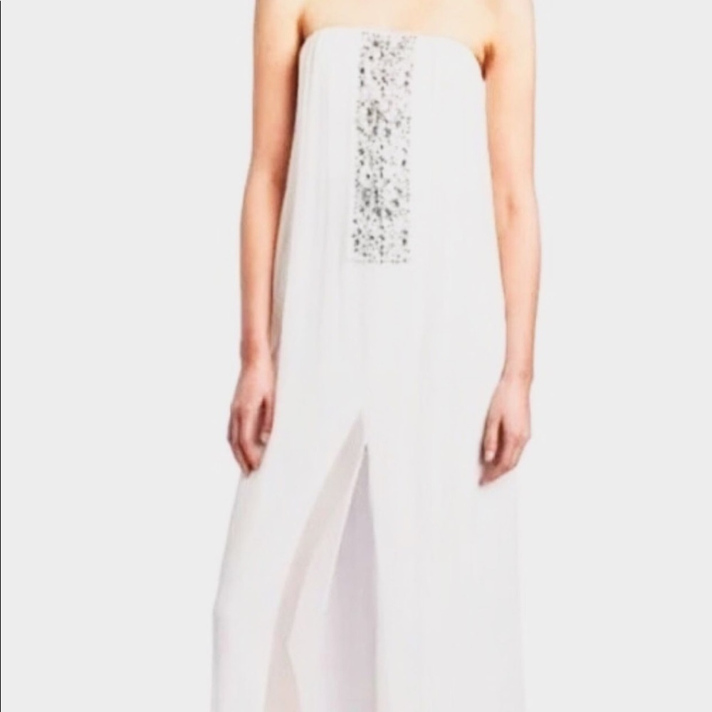BCBG MAX AZRIA White Silk Chiffon Gown Maxi Dress